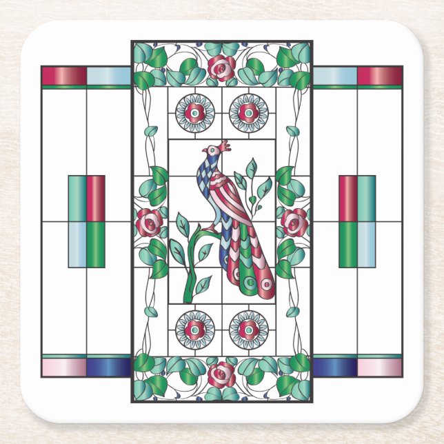 Dessous-de-verre Carré En Papier Dessous de verre en verre tendu Mah Jongg (Devant)