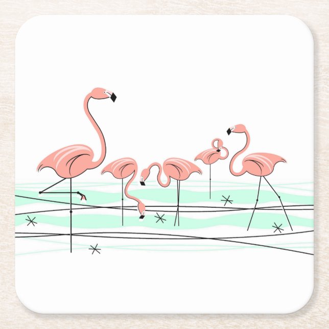 Dessous-de-verre Carré En Papier dessous de verre Flamant rose Ocean Group (Devant)