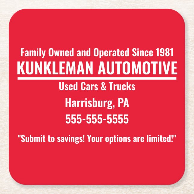 Dessous-de-verre Carré En Papier Dessous de verre Kunkleman (Devant)