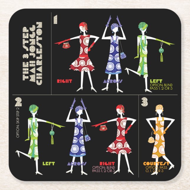 Dessous-de-verre Carré En Papier Dessous de verre Mah Jongg Charleston (Devant)