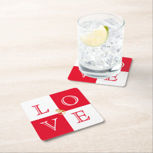 Dessous-de-verre Carré En Papier Dessous de verre mariage Love