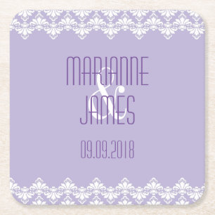 Dessous-de-verre Carré En Papier Dessous de verre Mariage personnalisé Lilac Purple