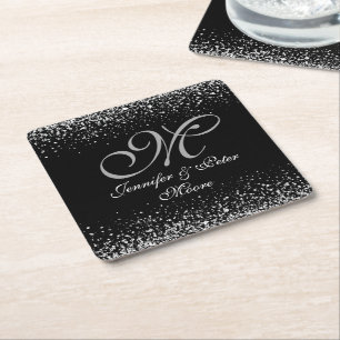 Dessous-de-verre Carré En Papier Dessous de verre Mariage Silver Parties scintillan