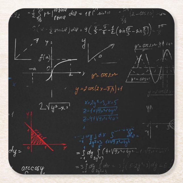 Dessous-de-verre Carré En Papier Dessous de verre mathématique (Devant)