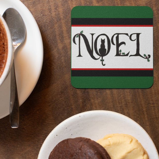 Dessous-de-verre Carré En Papier Dessous de verre Noel Cat (Créateur téléchargé)