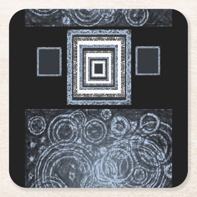 Dessous-de-verre Carré En Papier dessous de verre noir rose (Devant)