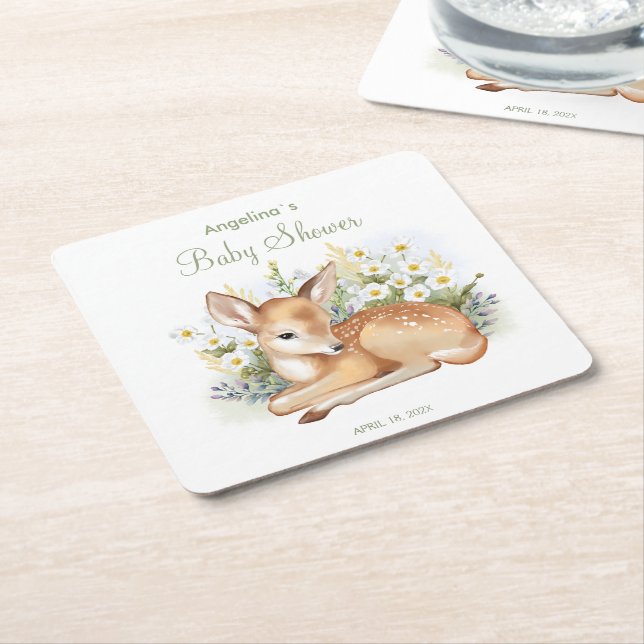 Dessous-de-verre Carré En Papier Dessous de verre papier baby shower (Incliné)