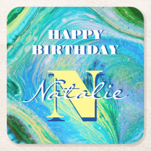 Dessous-de-verre Carré En Papier Dessous de verre papier Carré Aqua Blue Acrylique 