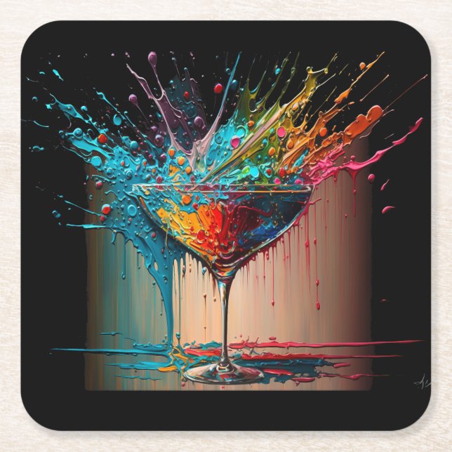 Dessous-de-verre Carré En Papier Dessous de verre PAPIER CARRÉ PEINTURE Cocktail (Devant)