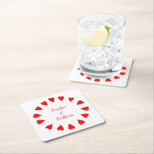Dessous-de-verre Carré En Papier Dessous de verre papier - Cercle des Coeurs rouges