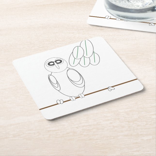 Dessous-de-verre Carré En Papier Dessous de verre papier - Chouette dans l'arbre à  (Incliné)