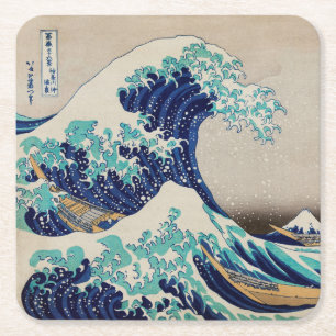 DESSOUS-DE-VERRE CARRÉ EN PAPIER DESSOUS DE VERRE PAPIER : HOKUSAI : LA VAGUE