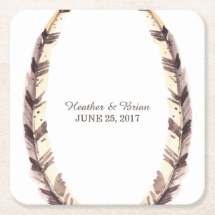 Dessous-de-verre Carré En Papier Dessous de verre papier Mariage frontalier en plum