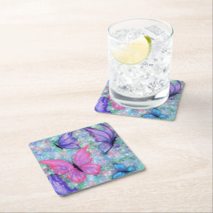 Dessous-de-verre Carré En Papier Dessous de verre papier papillon coloré
