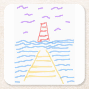 Dessous-de-verre Carré En Papier Dessous de verre papier Pier Lighthouse