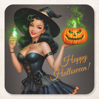 Dessous-de-verre Carré En Papier Dessous de verre papier Pinup Halloween vintage