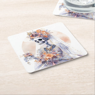 Dessous-de-verre Carré En Papier Dessous de verre papier squelette d'Halloween