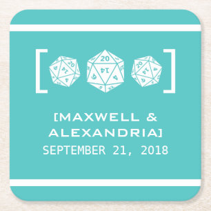 Dessous-de-verre Carré En Papier Dessous de verre papier turquoises D20 Dice Gamer