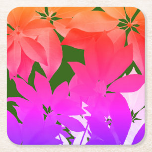 Dessous-de-verre Carré En Papier Dessous de verre personnalisés Feuilles roses