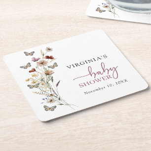 Dessous-de-verre Carré En Papier Dessous de verre pour Baby Shower Fleurs sauvages