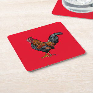 Dessous-de-verre Carré En Papier Dessous de verre Red Rooster