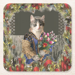 Dessous-de-verre Carré En Papier Dessous de verre Royal Princess Cat Christmas Pape