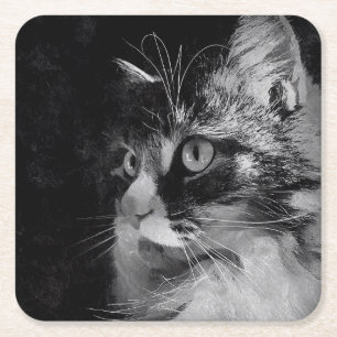 Dessous-de-verre Carré En Papier Dessous de verre sibériens de chat