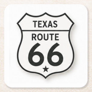 Dessous-de-verre Carré En Papier Dessous de verre Texas Route 66 Retro Bouclier Bla