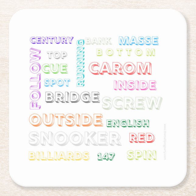 Dessous-de-verre Carré En Papier Dessous de verre thématique Snooker (Devant)