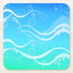 Dessous-de-verre Carré En Papier Dessous de verre Turquoise Sea White