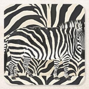 Dessous-de-verre Carré En Papier Dessous de verre Zebra