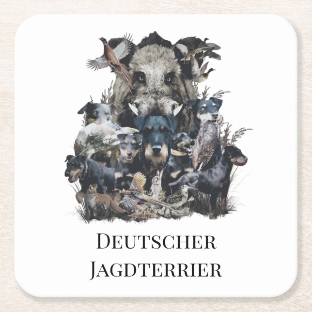 Dessous-de-verre Carré En Papier Deutscher Jagdterrier (Devant)