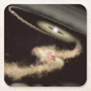 Dessous-de-verre Carré En Papier Deux Exoplanètes Géantes De Gaz Orbitant Une Jeune