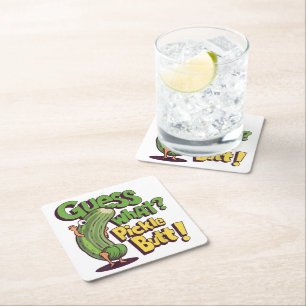 Dessous-de-verre Carré En Papier Devinez quoi_ Fessier de cornichon ! Drôle de conc
