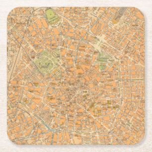Dessous-de-verre Carré En Papier Di Milan - carte de Pianta de Milan, Italie