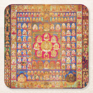 Dessous-de-verre Carré En Papier Diagramme cosmique Mandala pour la méditation
