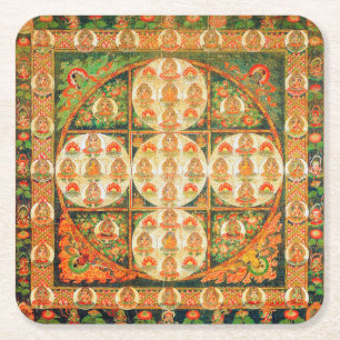 Dessous-de-verre Carré En Papier Diagramme cosmique Mandala pour la méditation