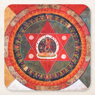 Dessous-de-verre Carré En Papier Diagramme cosmique Mandala pour la méditation