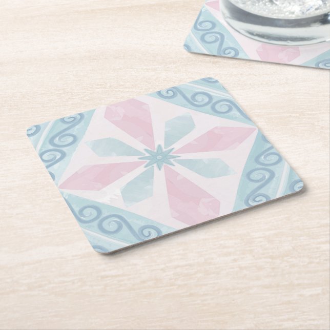Dessous-de-verre Carré En Papier diamond shaped blue pattern (Incliné)