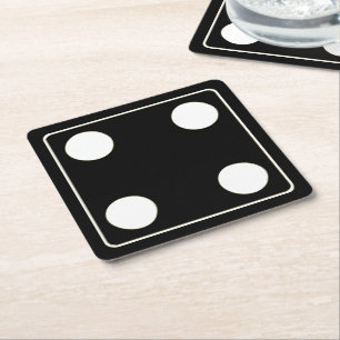 Dessous-de-verre Carré En Papier DICE numéros de pips blanc 4 + votre backgr.