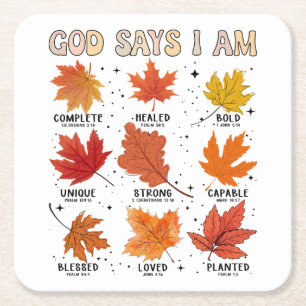 Dessous-de-verre Carré En Papier Dieu dit que j'ai automne moisson Thanksgiving fun