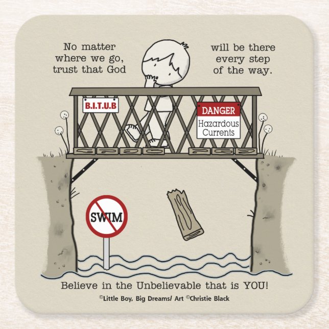 Dessous-de-verre Carré En Papier Dieu sera là (Devant)