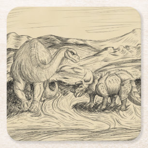 Dessous-de-verre Carré En Papier Dinosaures Classiques