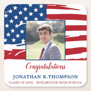 Dessous-de-verre Carré En Papier Diplômé au drapeau américain militaire patriotique