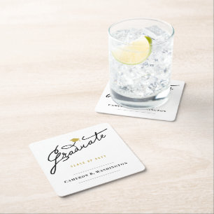 Dessous-de-verre Carré En Papier Diplômé Scénario Casquette de diplômé Fête de remi