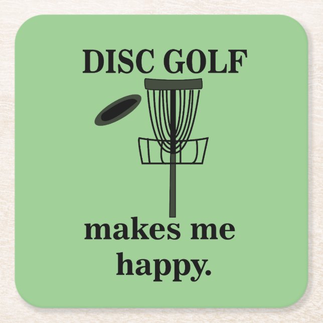 Dessous-de-verre Carré En Papier Disc Golf Me Rend Heureux Disc Golf  (Devant)