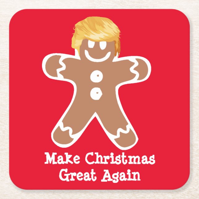 Dessous-de-verre Carré En Papier Donald Trump Gingerbread homme (Devant)