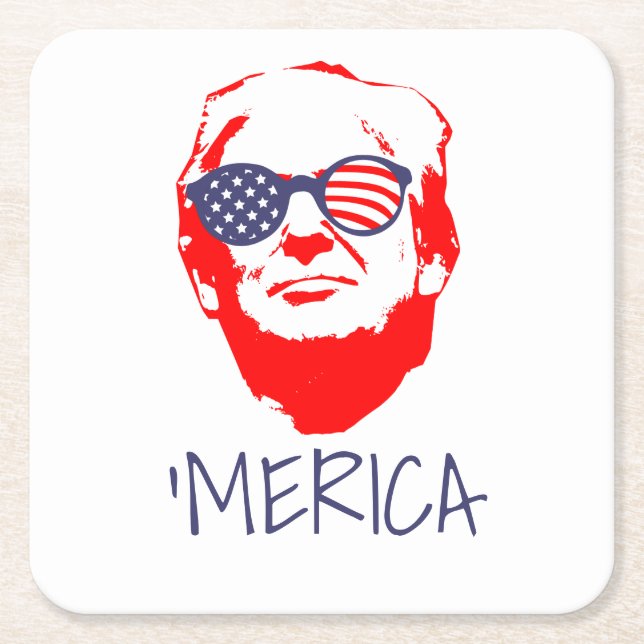 Dessous-de-verre Carré En Papier Donald Trump 'Merica (Devant)