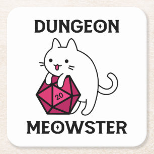 Dessous-de-verre Carré En Papier Donjon Meowster Chat Drôle