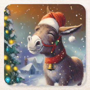 Dessous-de-verre Carré En Papier Donkey de Noël 1